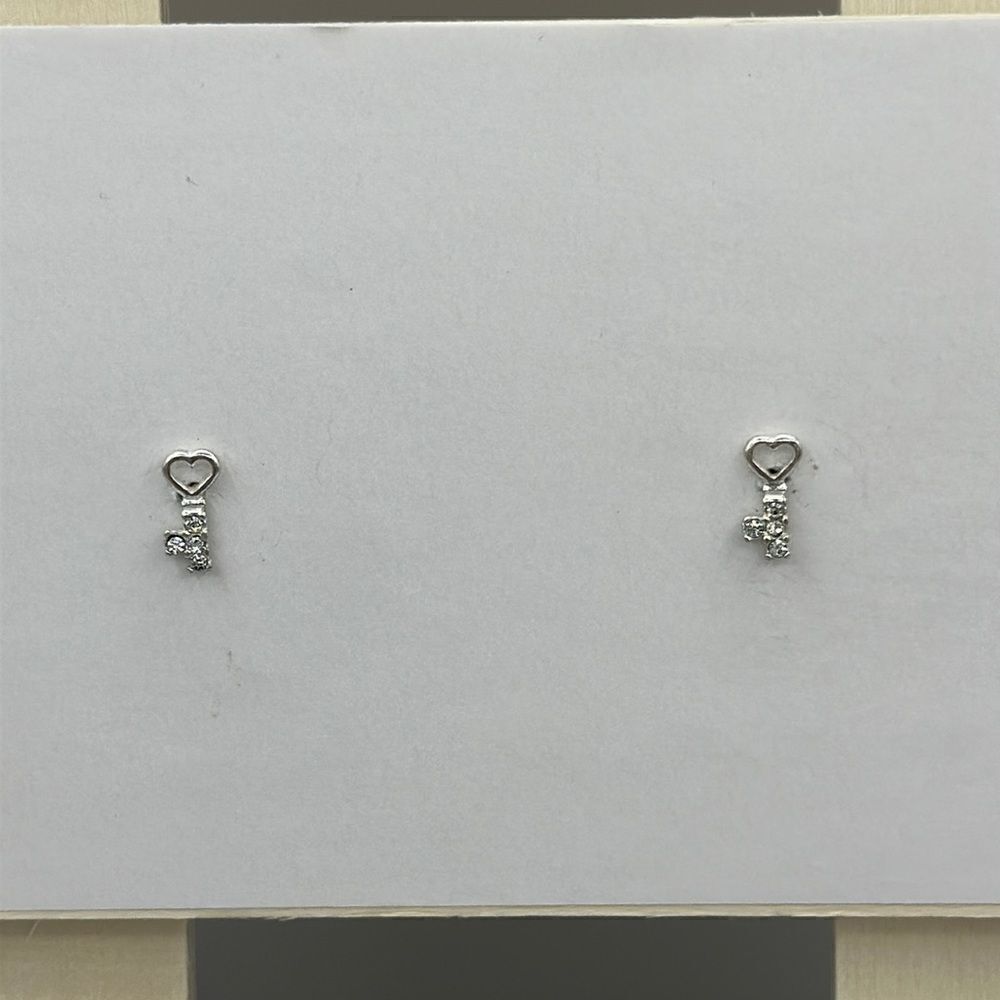 Sterling silver key of hearts earrings 925